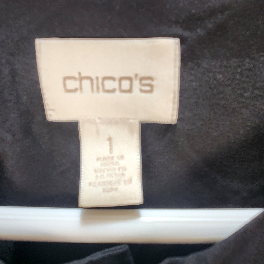 Chico's Black Geometric Patterned Beaded Women's … - image 3